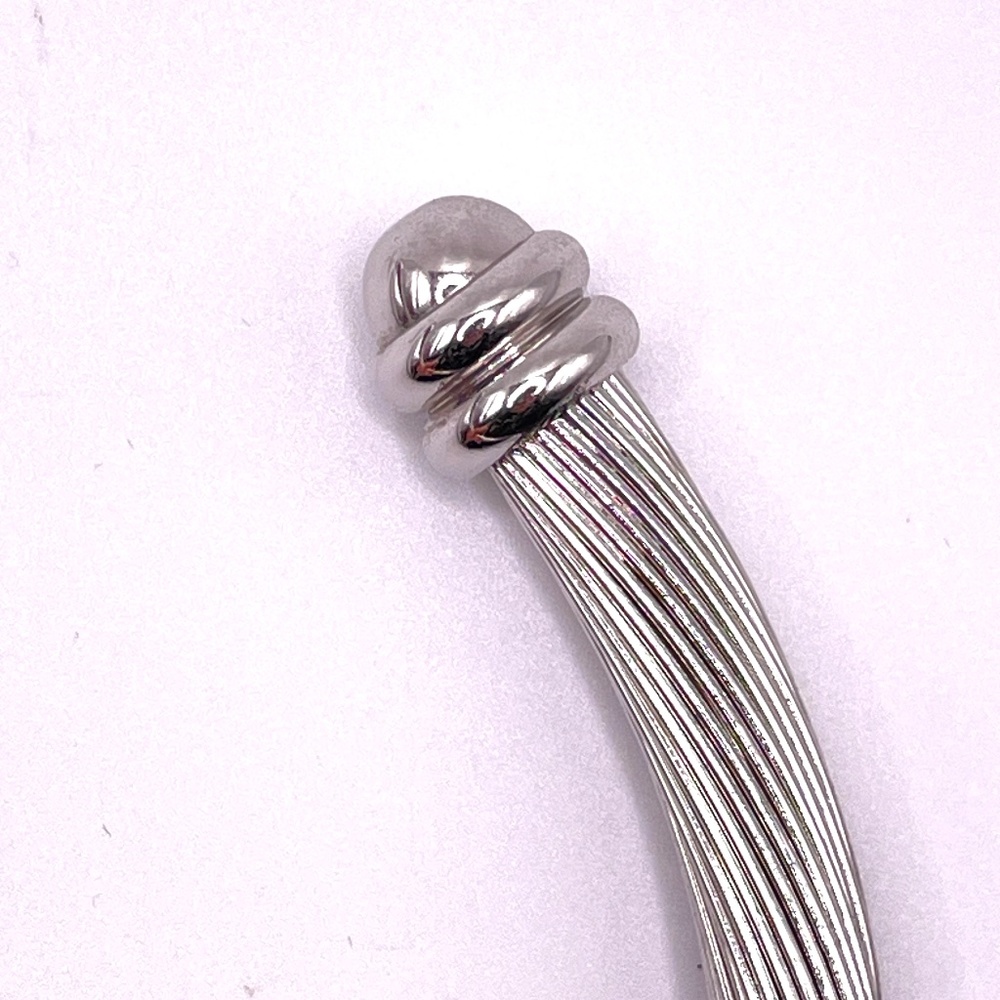 Vintage Silver Tone Twisted Wire Modernist Minimalist Choker Torque Necklace - Picture 5 of 10